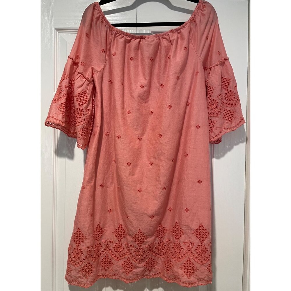 St Johns Bay‎ Womens Pink Eyelet Peasant Dress Size M Dainty Coquette Feminine - Picture 2 of 12